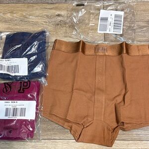 VS/Pink woman’s S Shortie’s in Brown, Navy, and Maroon NWT  (bidding on 3)